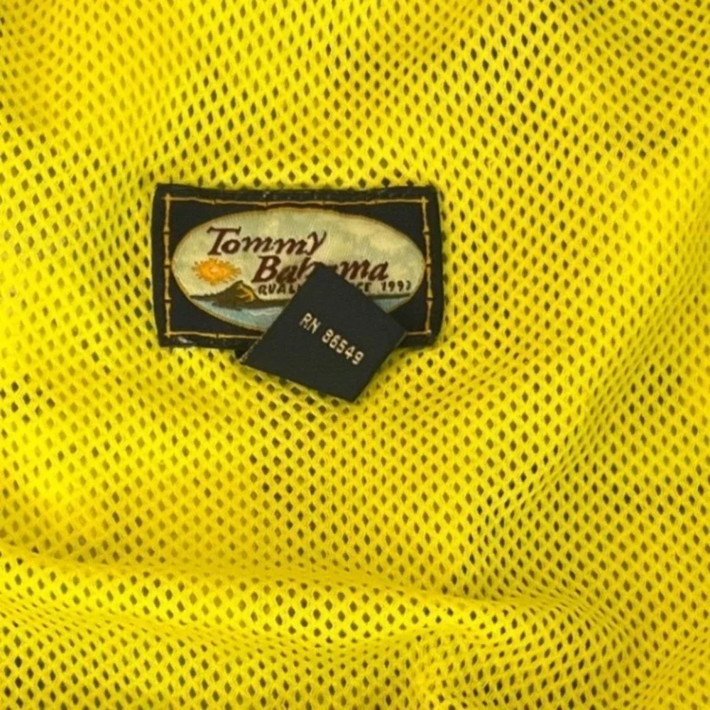 Tommy Bahama Mens XL Blue Yellow Tropical Bamboo Mesh Swim Trunks Shorts‎